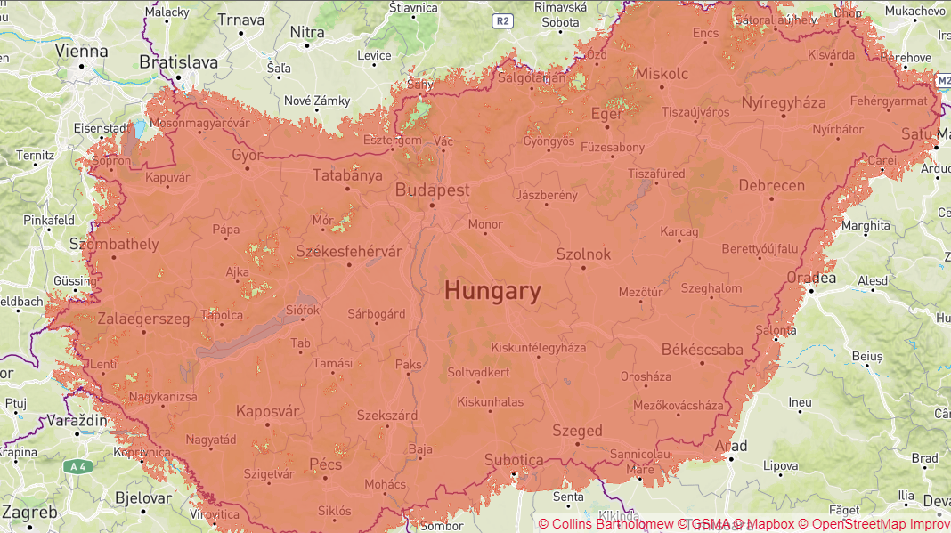 Magyarországi lefedettségi térkép